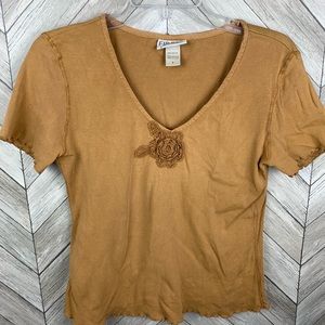 Fibers by Barbara Lesser mustard shirt. Small